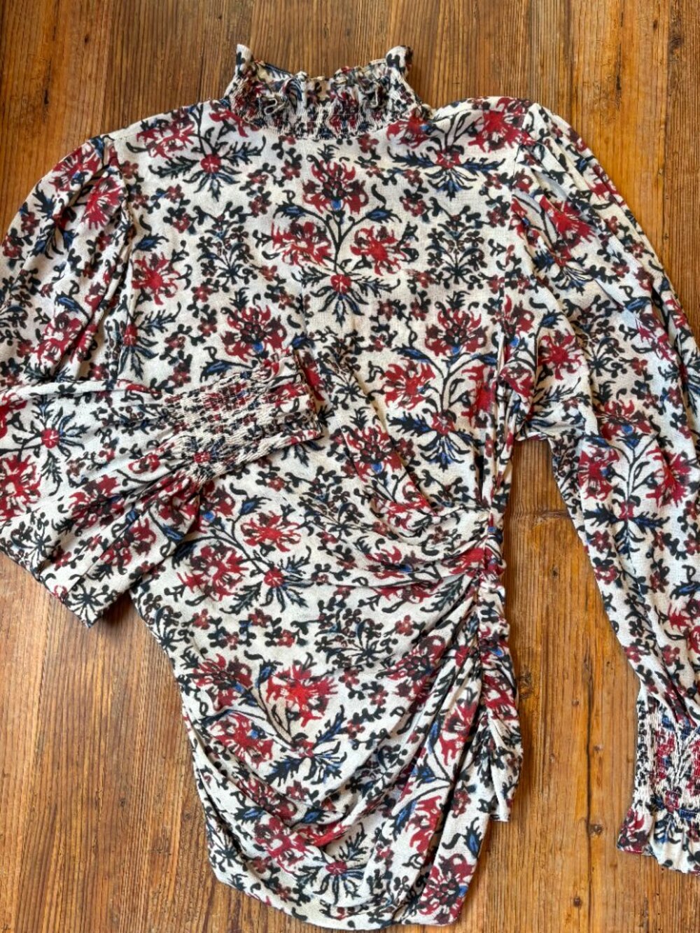 Isabel Marant White Red Floral Ruffle Blouse | Size 6